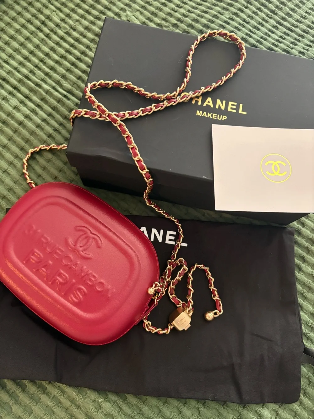 Chanel Red Leather Crossbody Bag - St. Rue Cambon Paris Embossed VIP gift